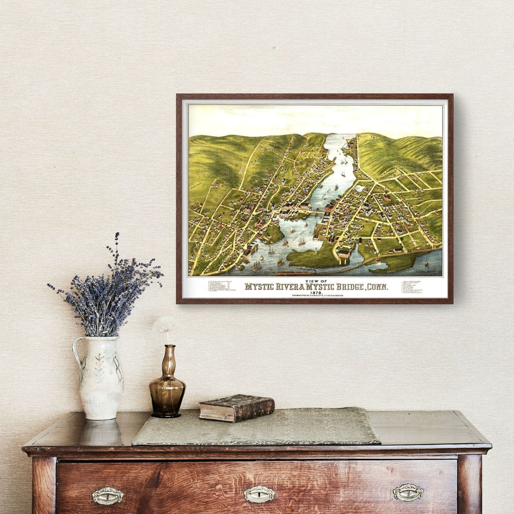 Vintage Map of Mystic River, Connecticut 1879