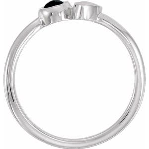 14K White Gold Natural White Opal & Natural Black Onyx Ring