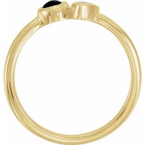 14K Yellow Gold Natural White Opal & Natural Black Onyx Ring