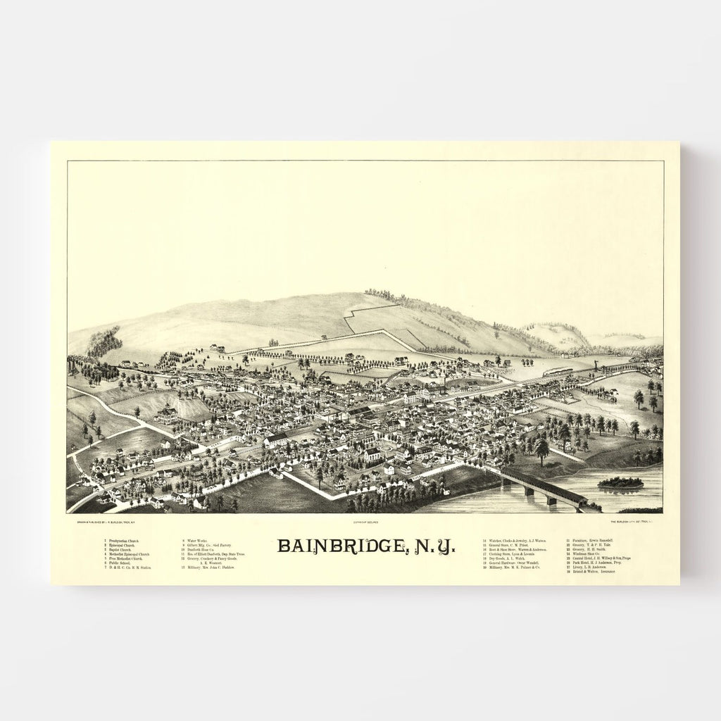 Vintage Map of Bainbridge, New York 1889