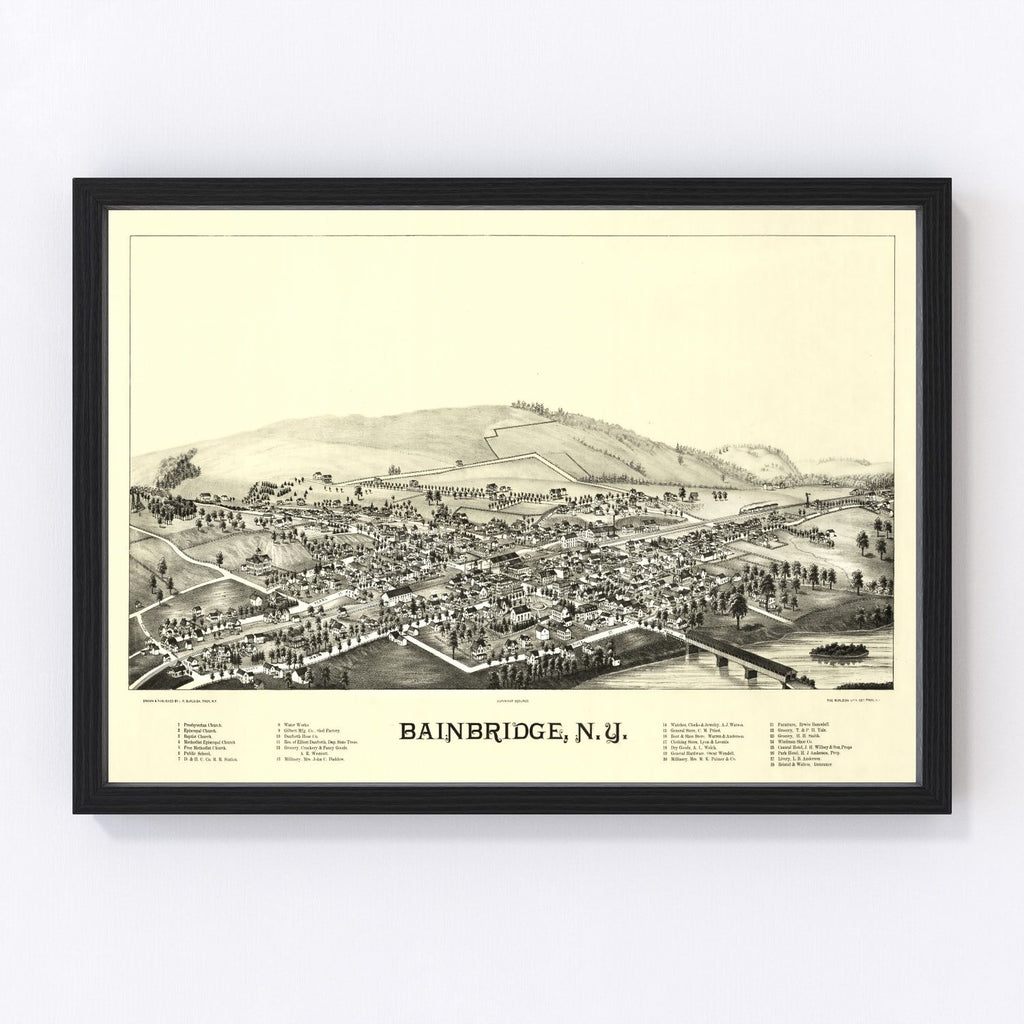 Vintage Map of Bainbridge, New York 1889