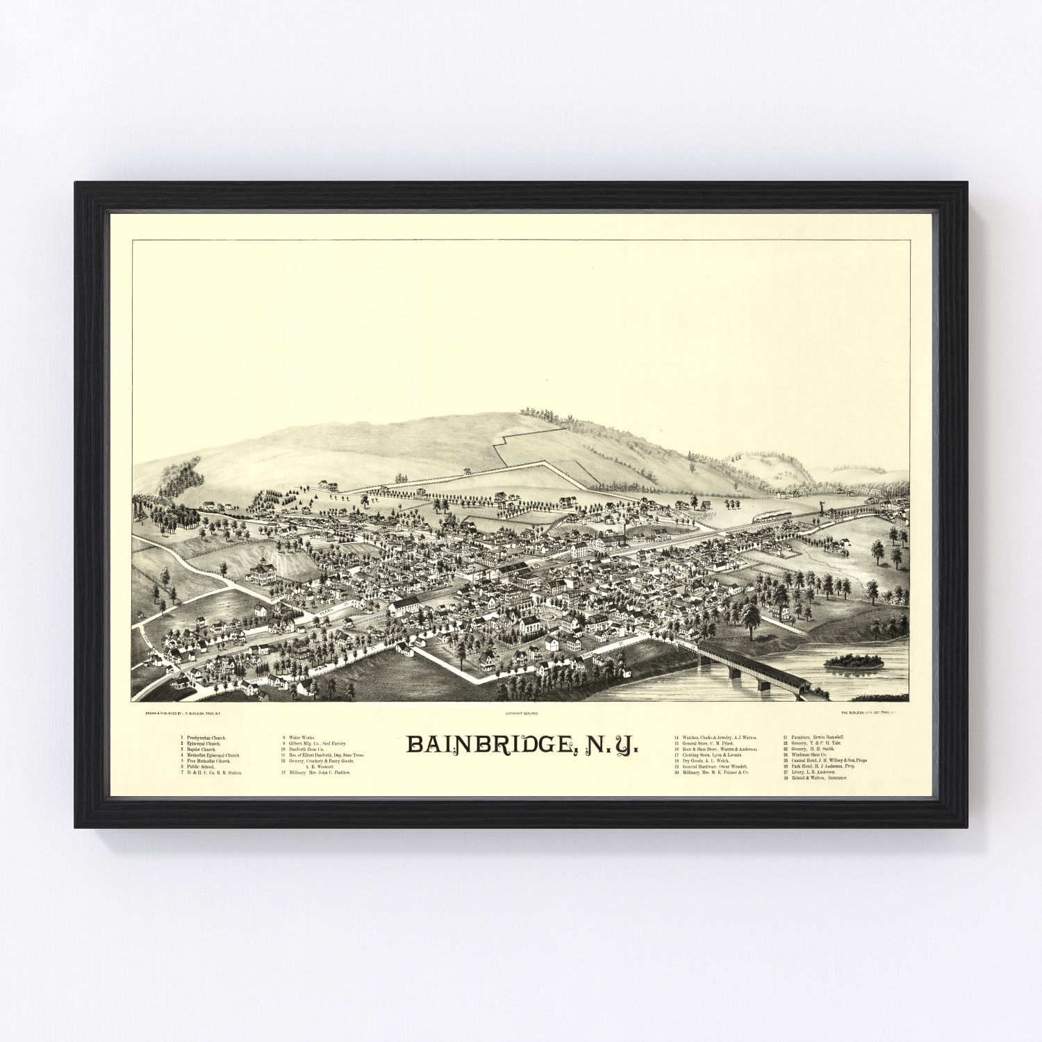 Vintage Map of Bainbridge, New York 1889