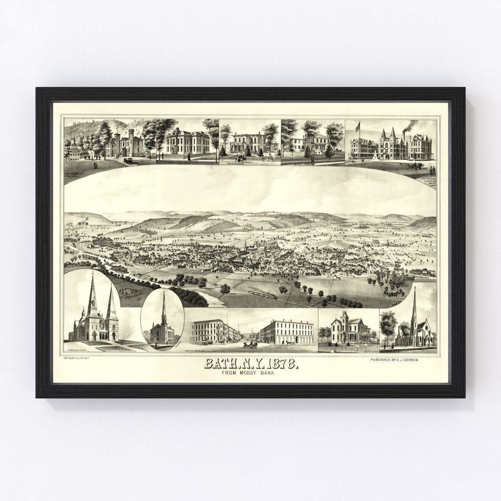 Vintage Map of Bath, New York 1878