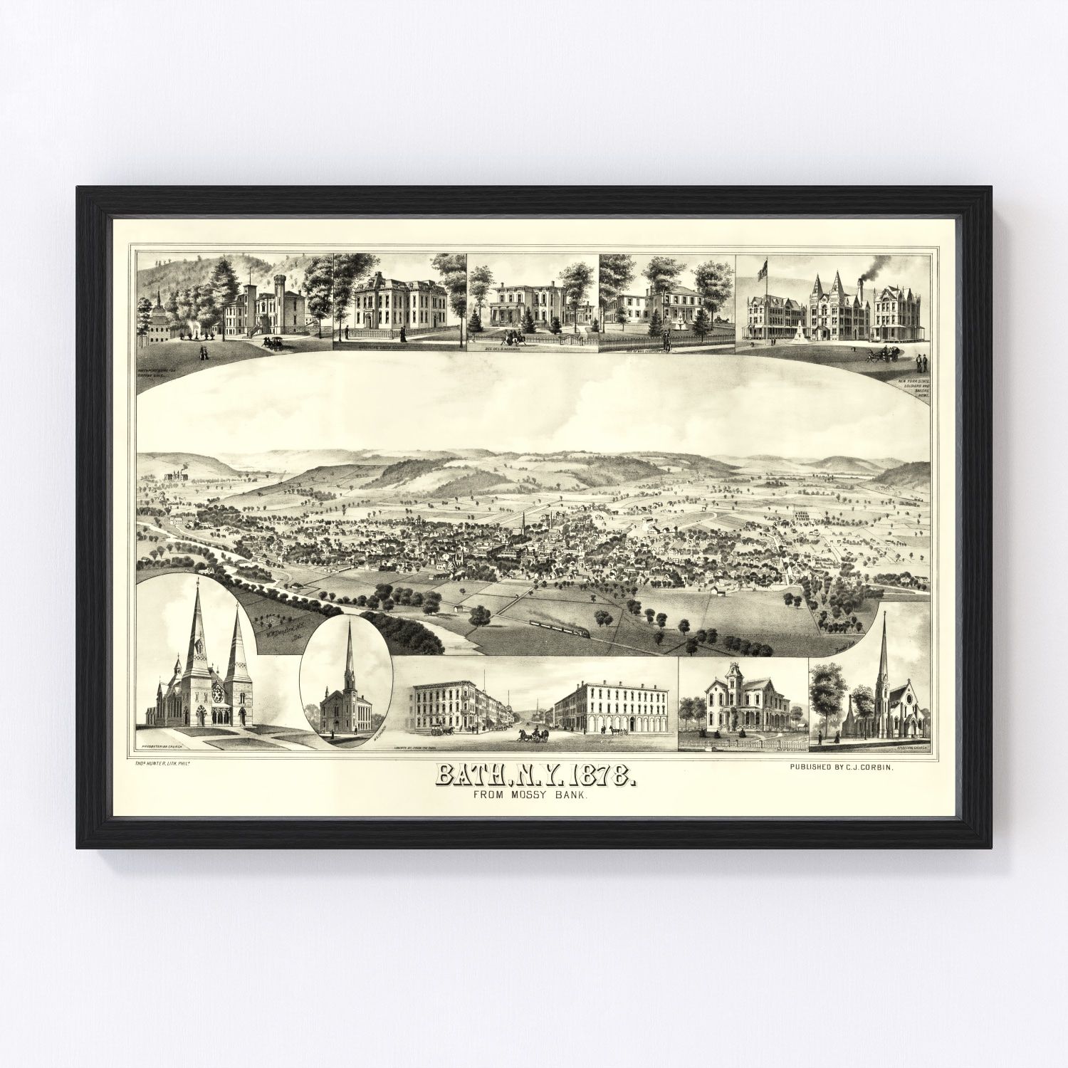 Vintage Map of Bath, New York 1878