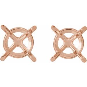 14K Rose Gold 7.5 mm Round 4-Prong Cocktail-Style Earring Mounting – image 2
