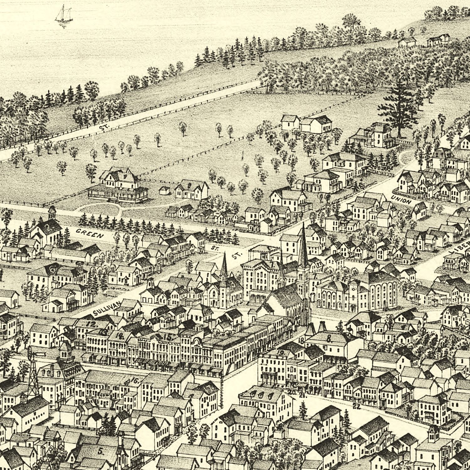 Vintage Map of Cazenovia, New York 1890