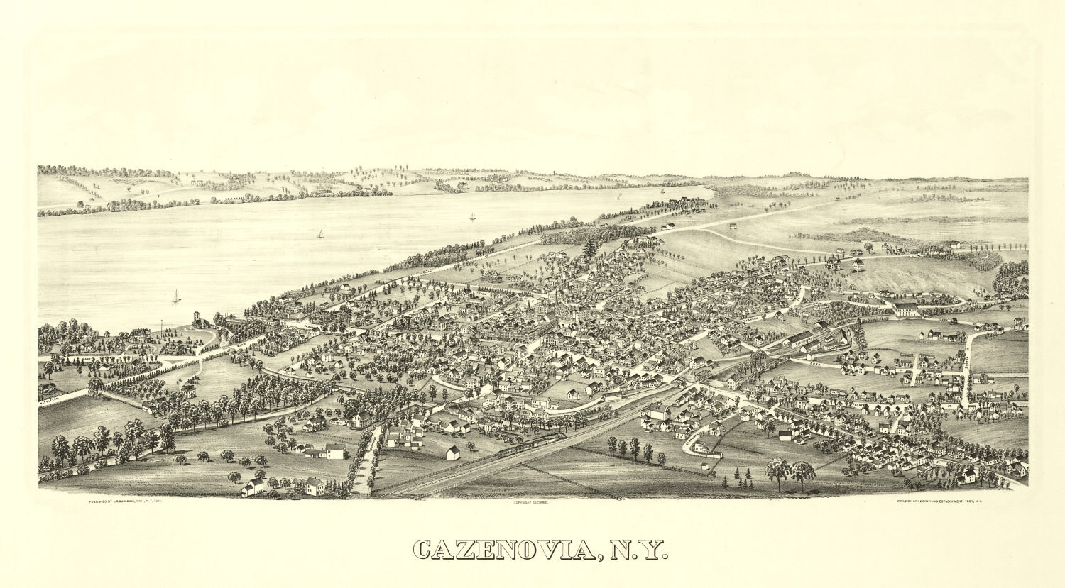 Vintage Map of Cazenovia, New York 1890