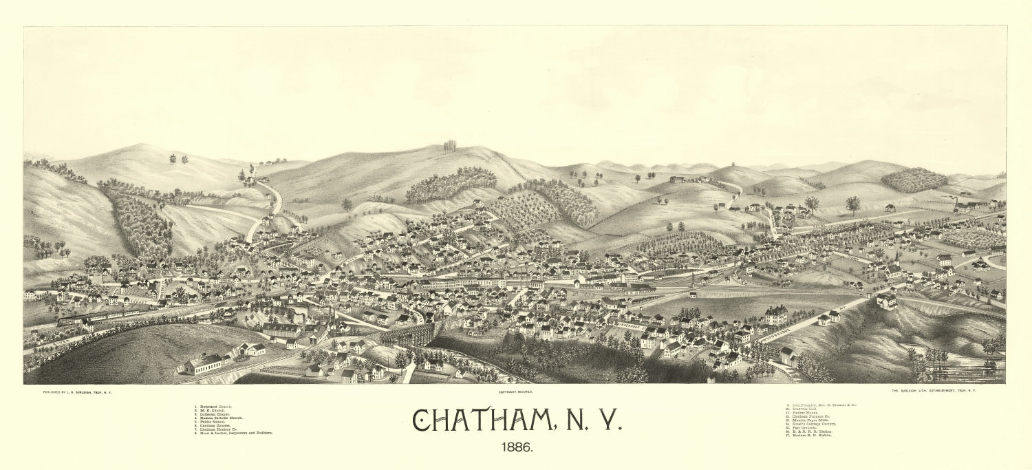 Vintage Map of Chatham, New York 1886