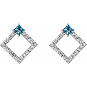 Platinum Natural Aquamarine & 1/3 CTW Natural Diamond Earrings – image 2