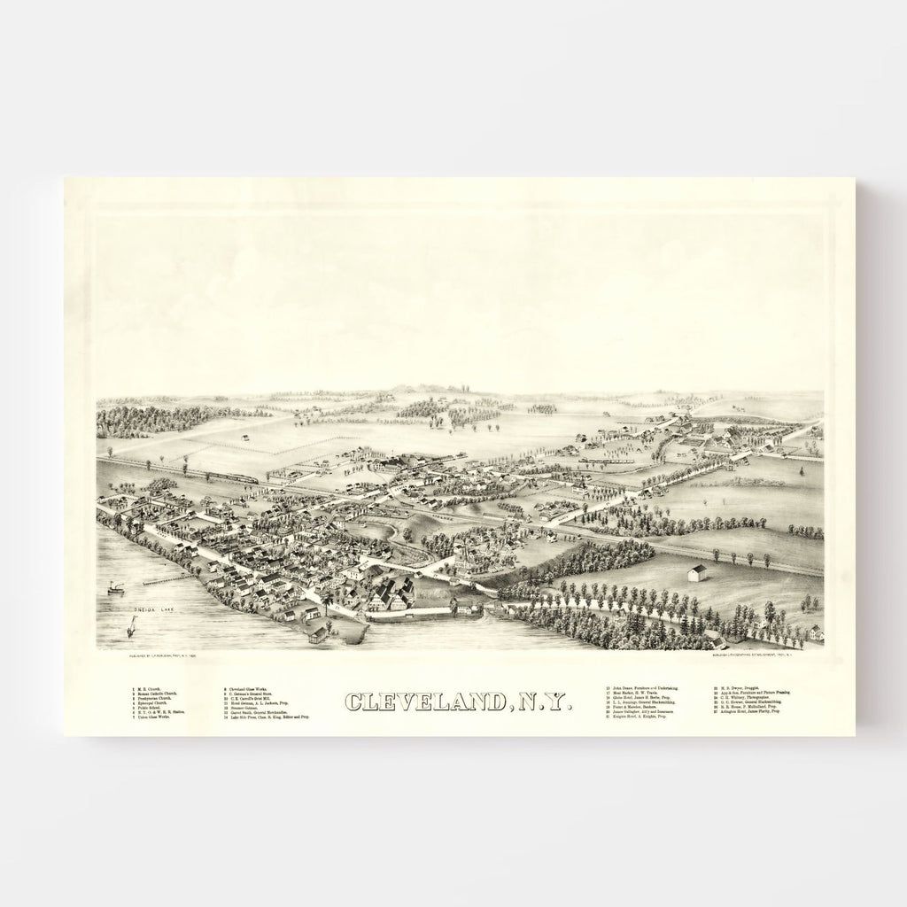 Vintage Map of Cleveland, New York 1890