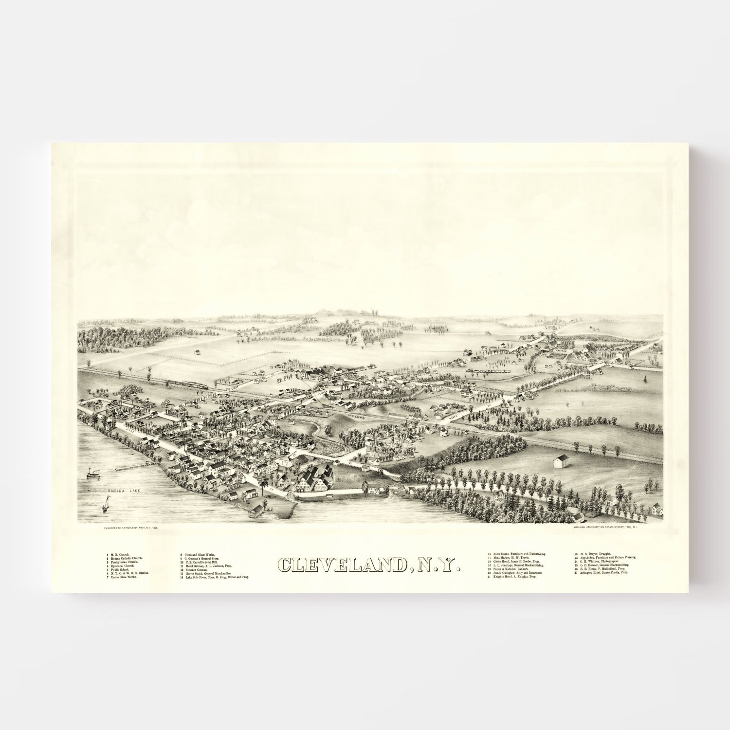 Vintage Map of Cleveland, New York 1890