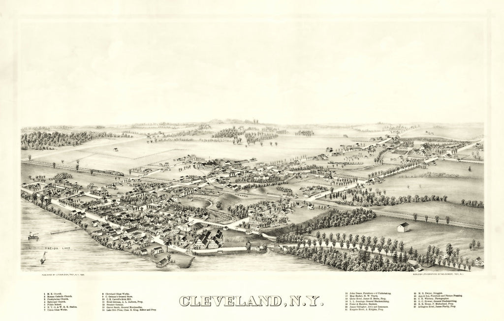 Vintage Map of Cleveland, New York 1890