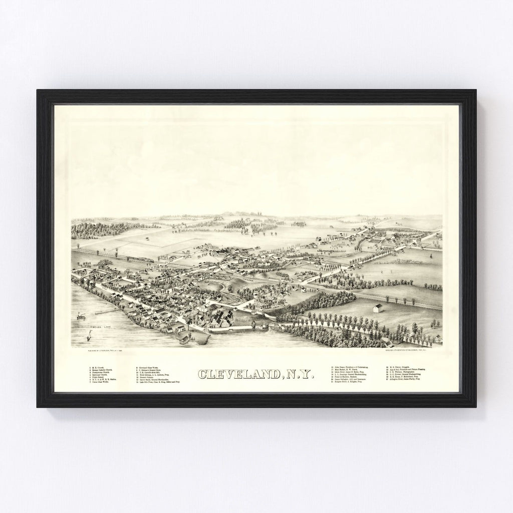 Vintage Map of Cleveland, New York 1890