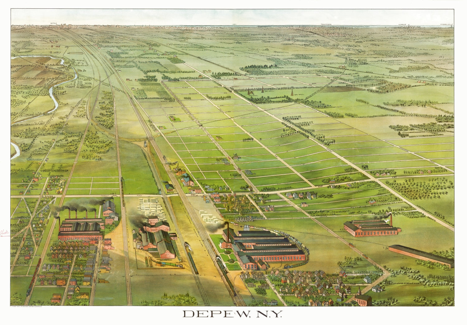 Vintage Map of Depew, New York 1898