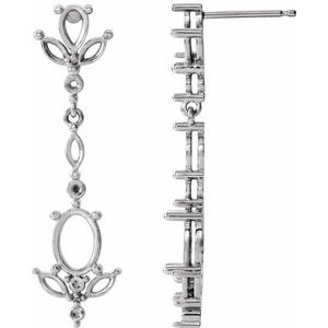 Sterling Silver Multi-Stone Dangle Earring Mounting