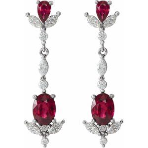 Sterling Silver Natural Ruby & 3/4 CTW Natural Diamond Dangle Earrings – image 2