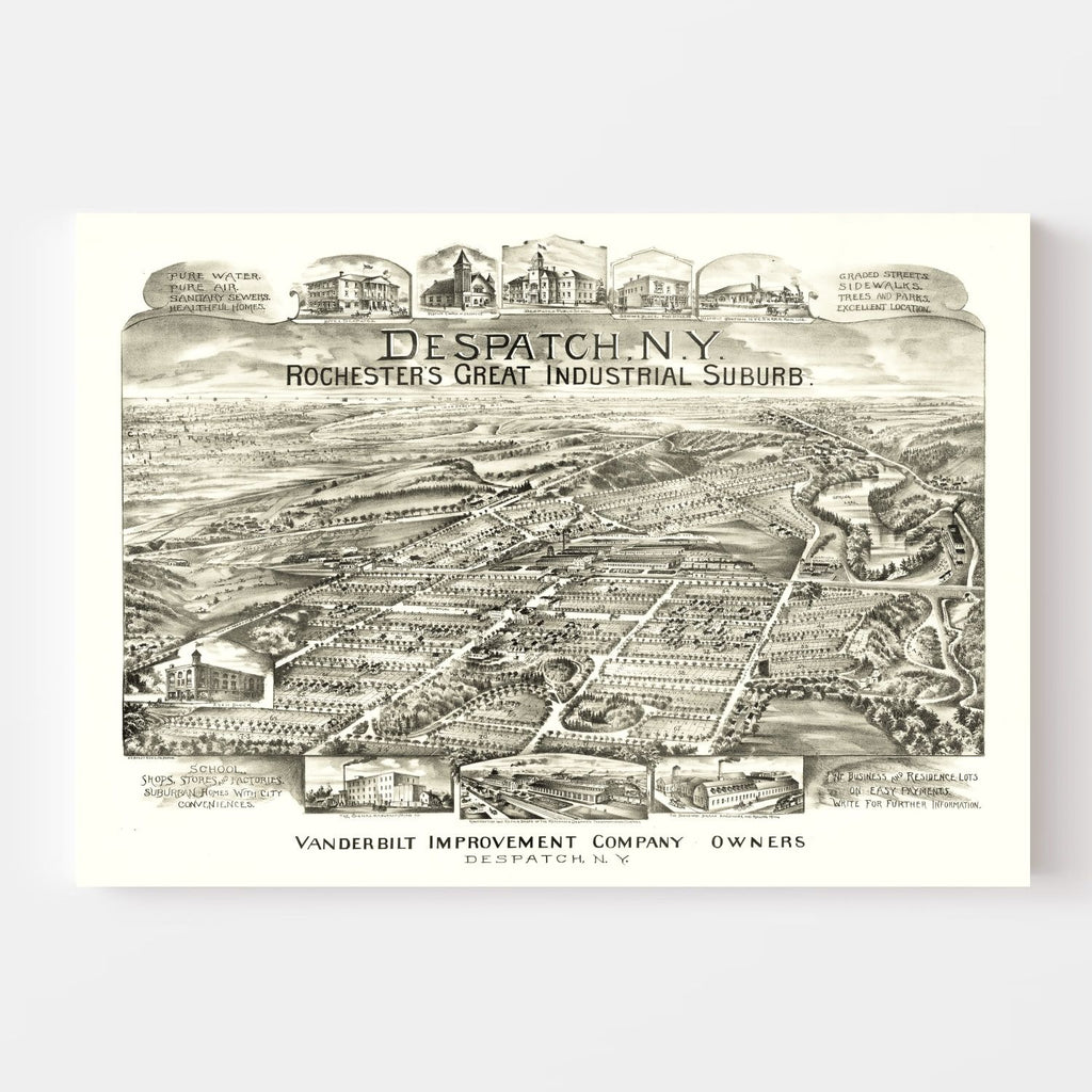 Vintage Map of Despatch, New York 1890