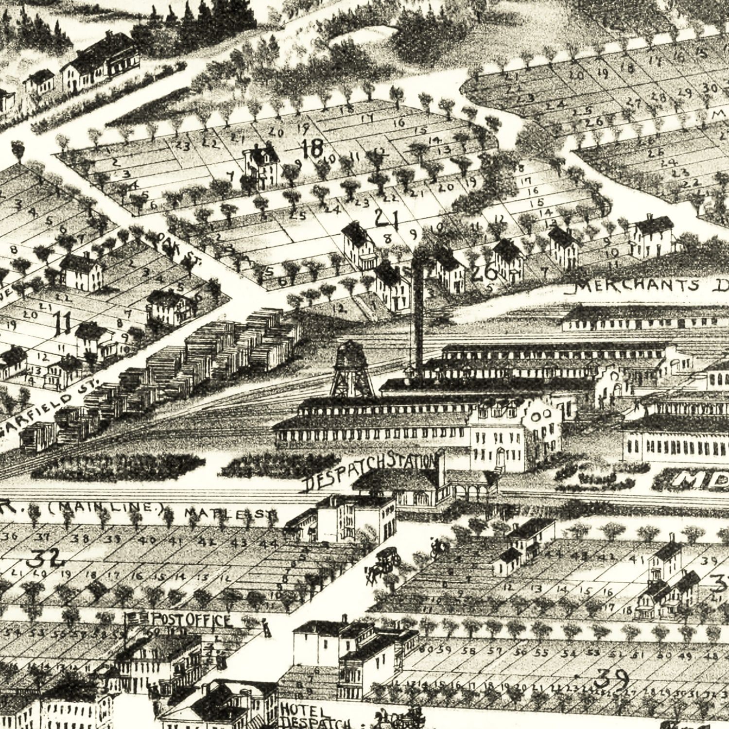 Vintage Map of Despatch, New York 1890