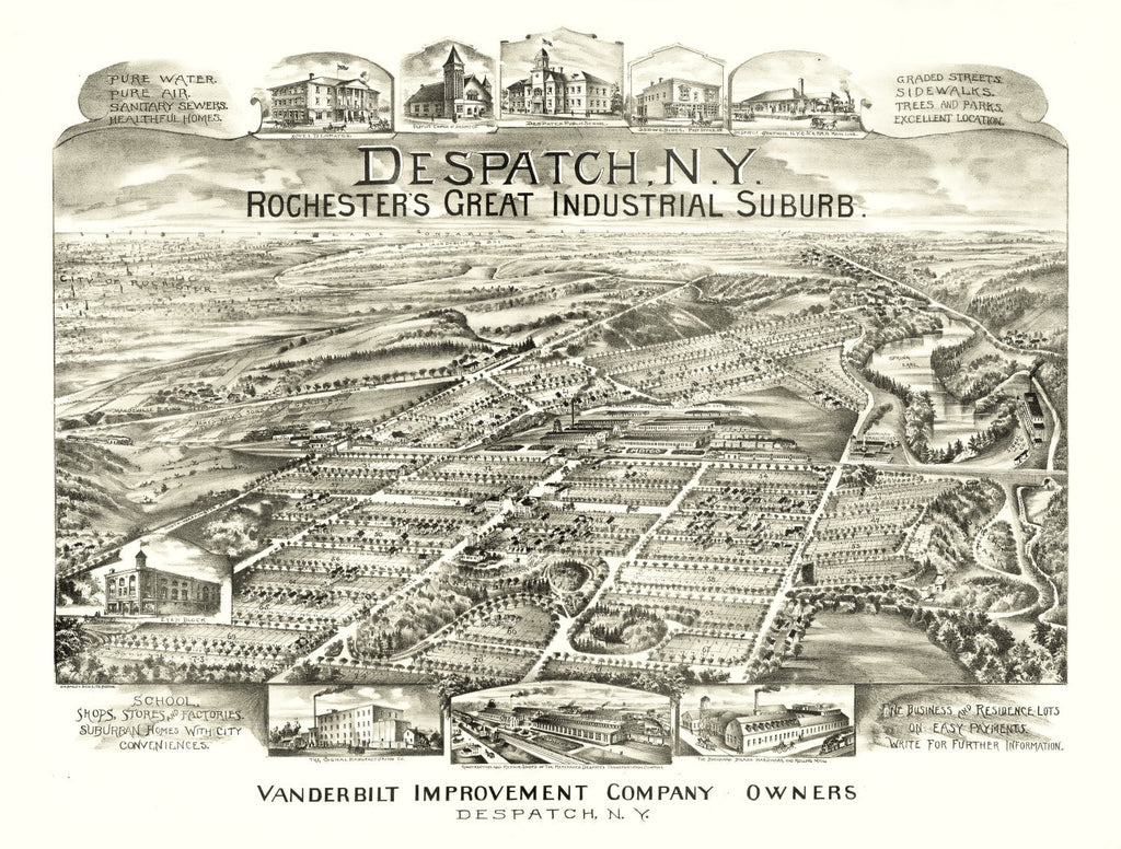 Vintage Map of Despatch, New York 1890