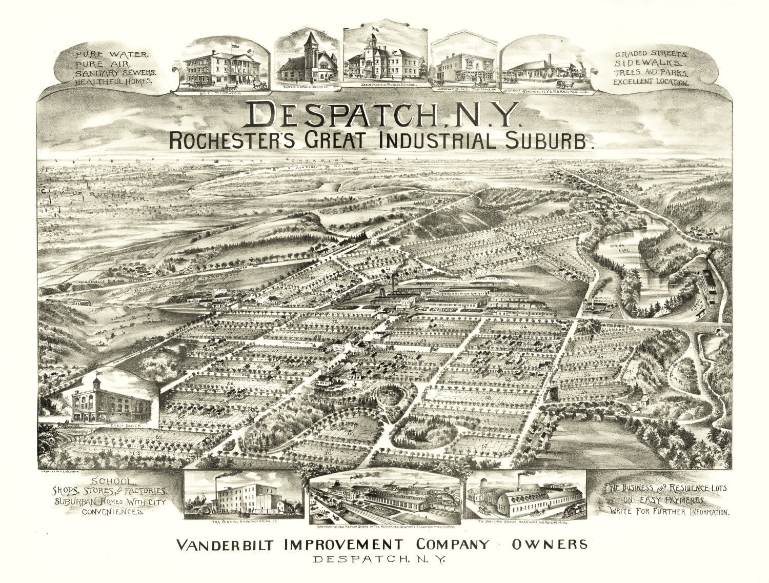 Vintage Map of Despatch, New York 1890