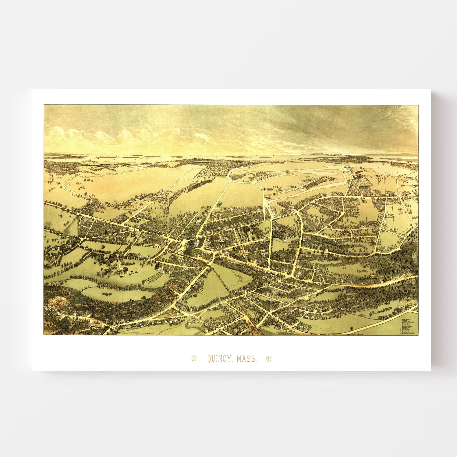 Vintage Map of Quincy, Massachusetts 1878