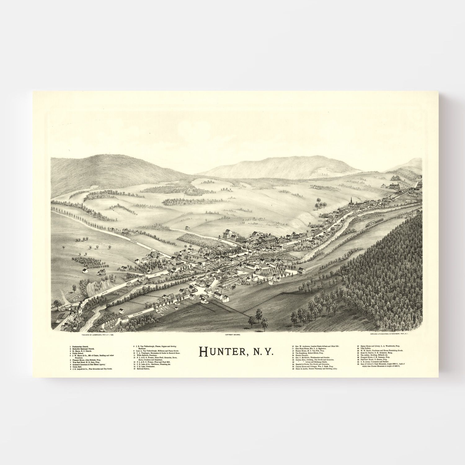 Vintage Map of Hunter, New York 1890