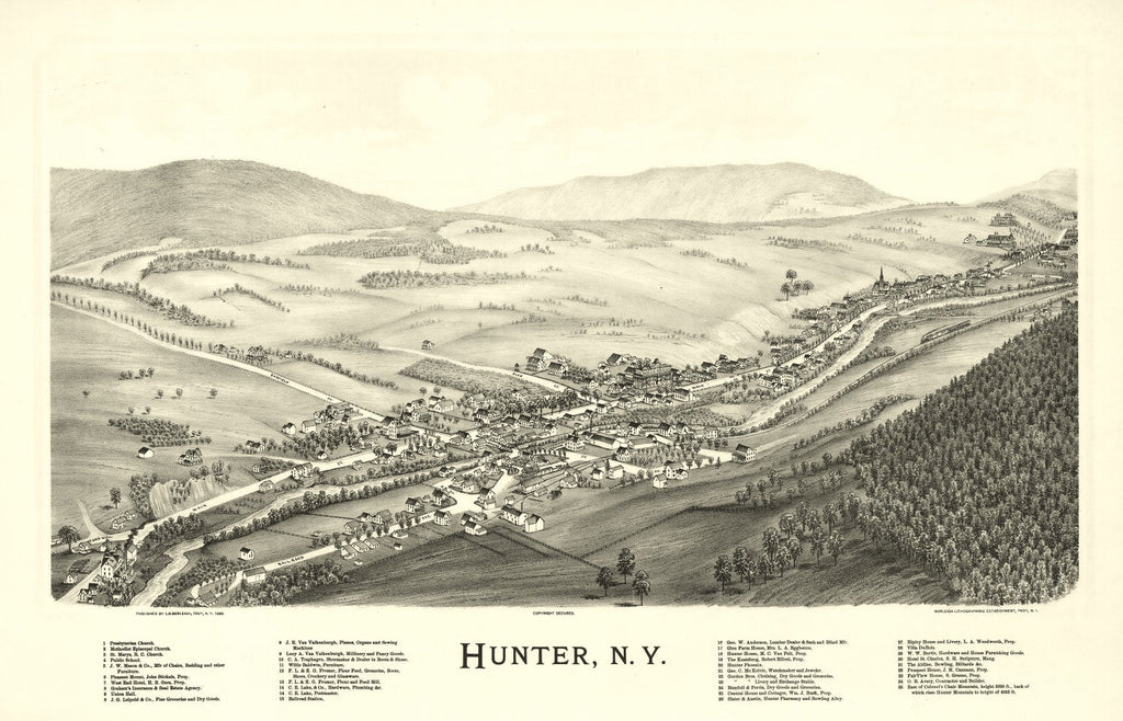 Vintage Map of Hunter, New York 1890