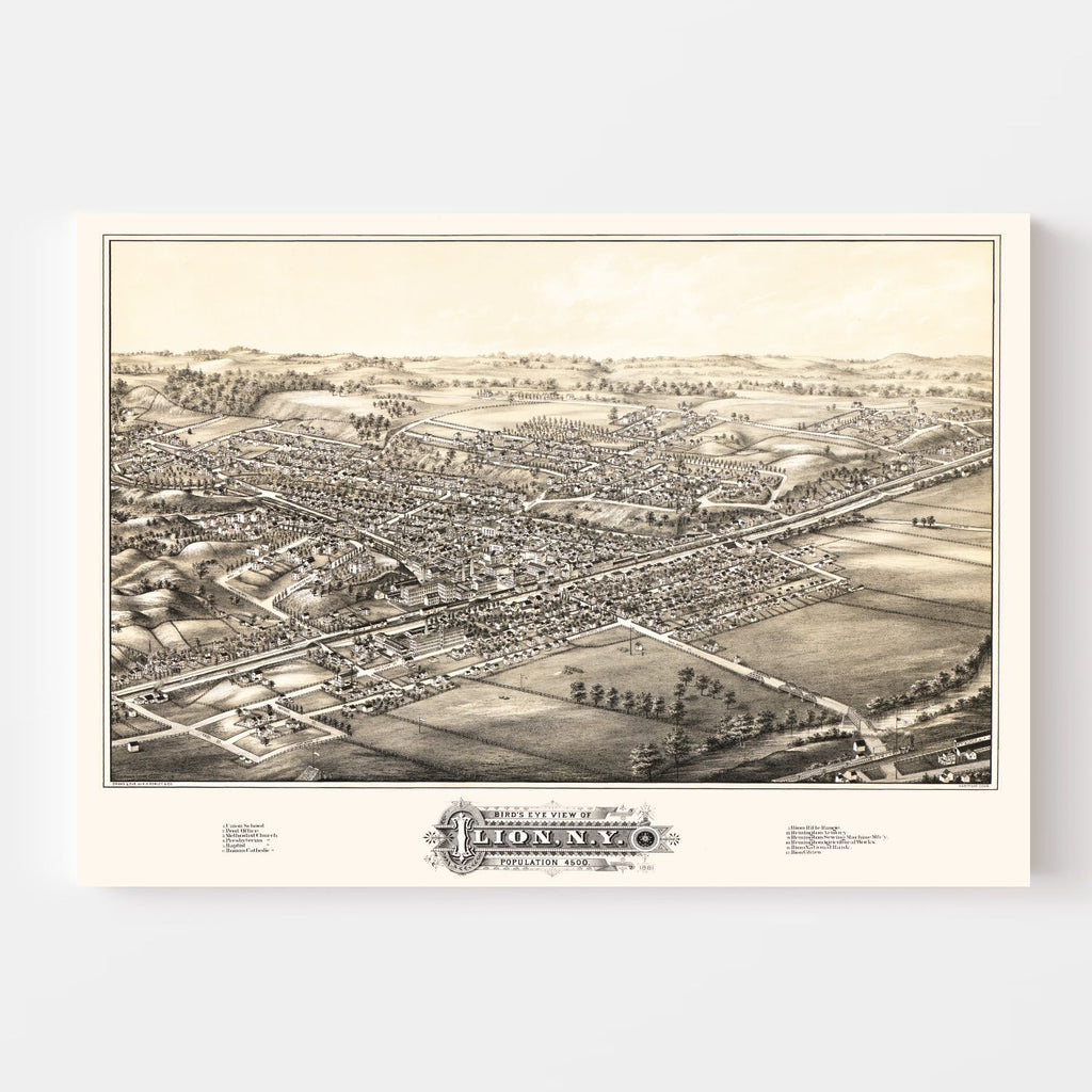 Vintage Map of Ilion, New York 1881
