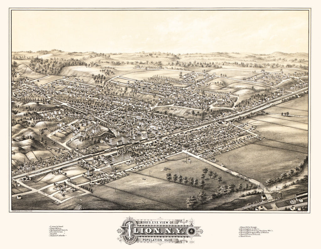 Vintage Map of Ilion, New York 1881