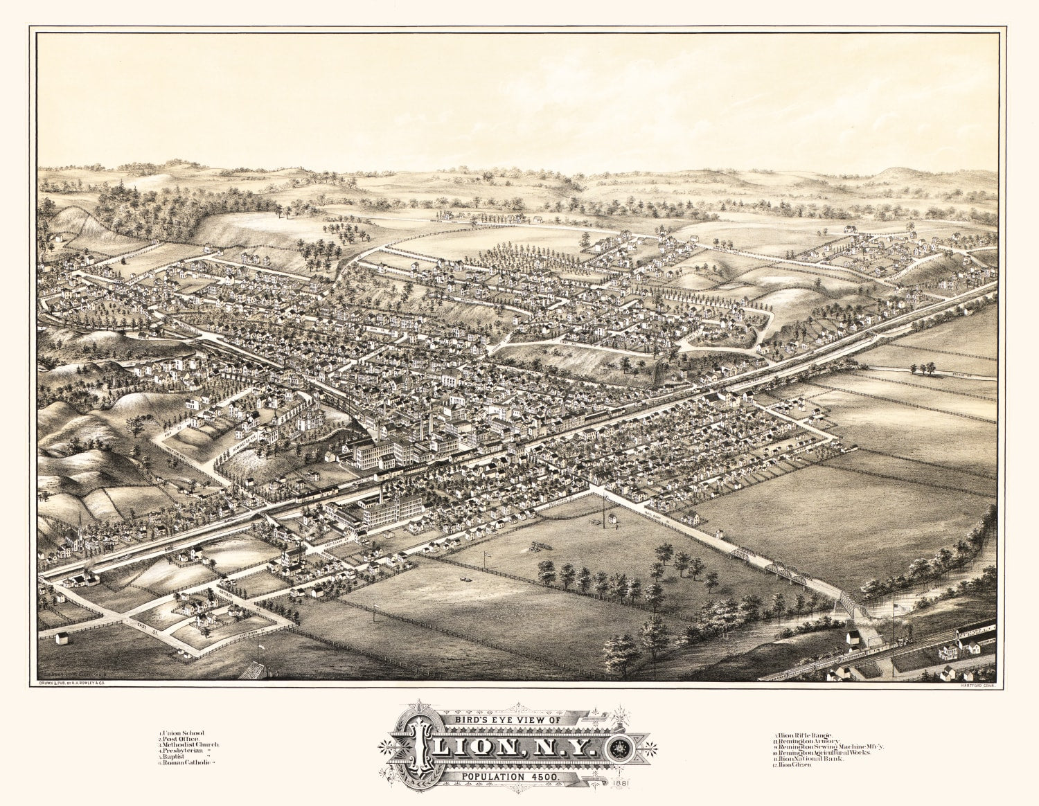 Vintage Map of Ilion, New York 1881