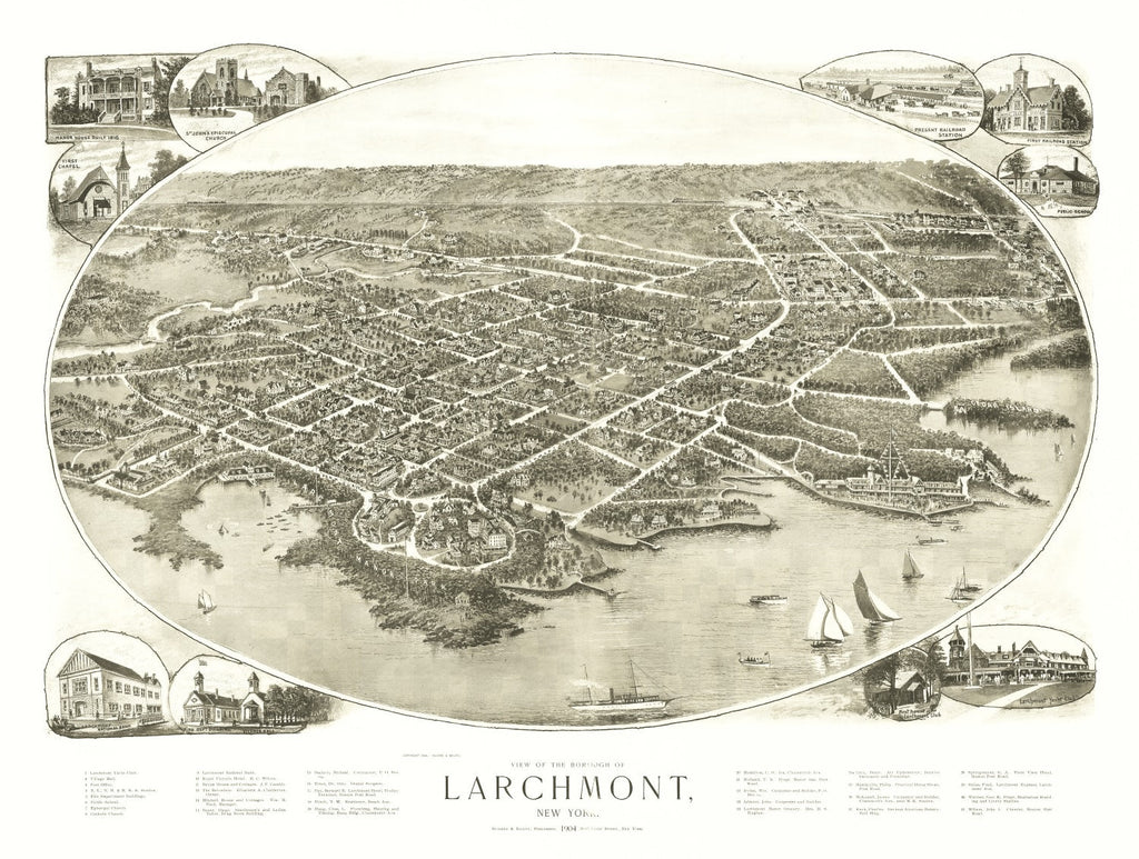 Vintage Map of Larchmont, New York 1904