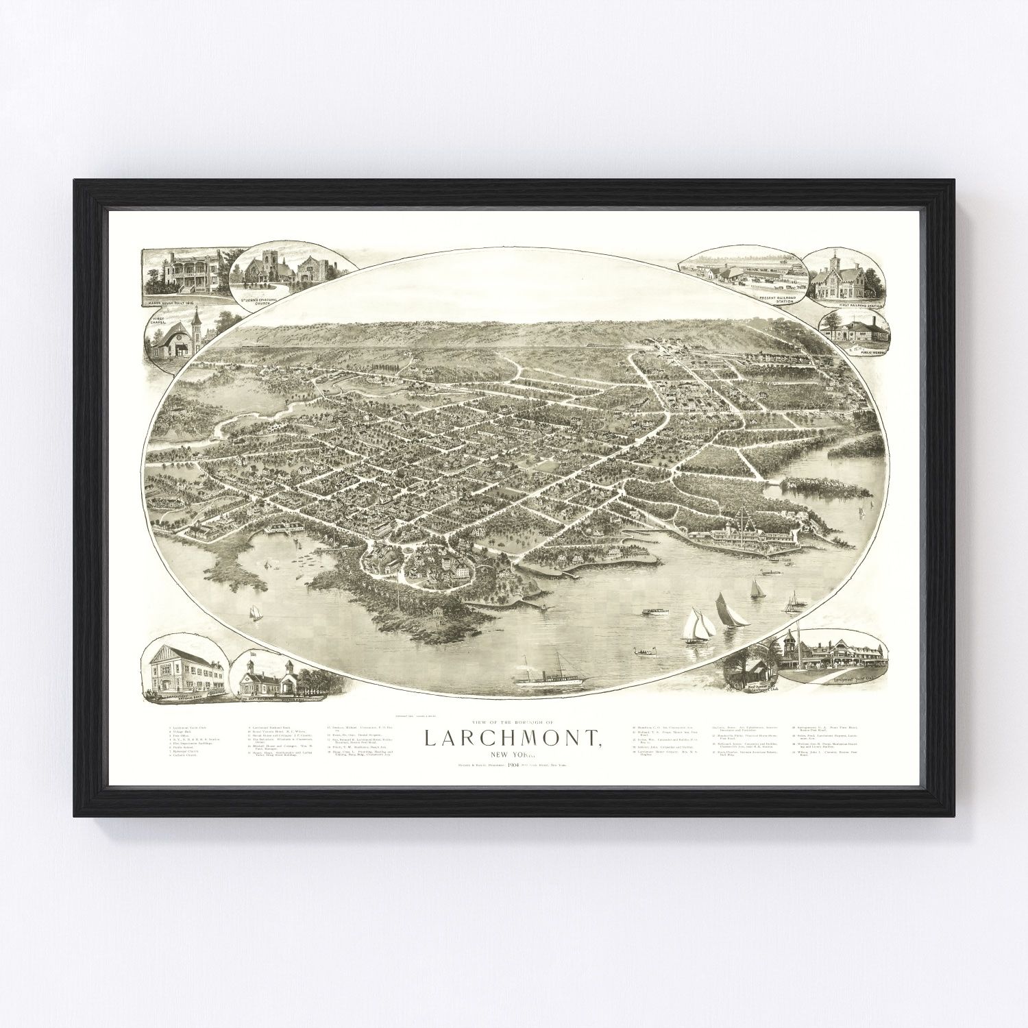 Vintage Map of Larchmont, New York 1904