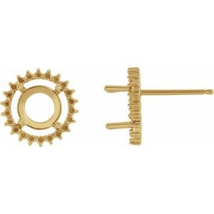 14K Yellow Gold 6 mm Round Halo-Style Earring Mounting
