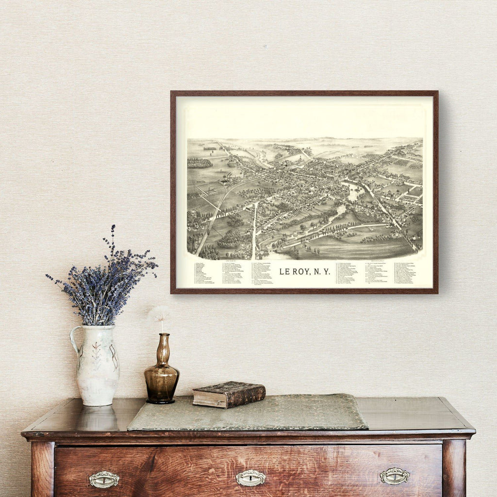 Vintage Map of Le Roy, New York 1892