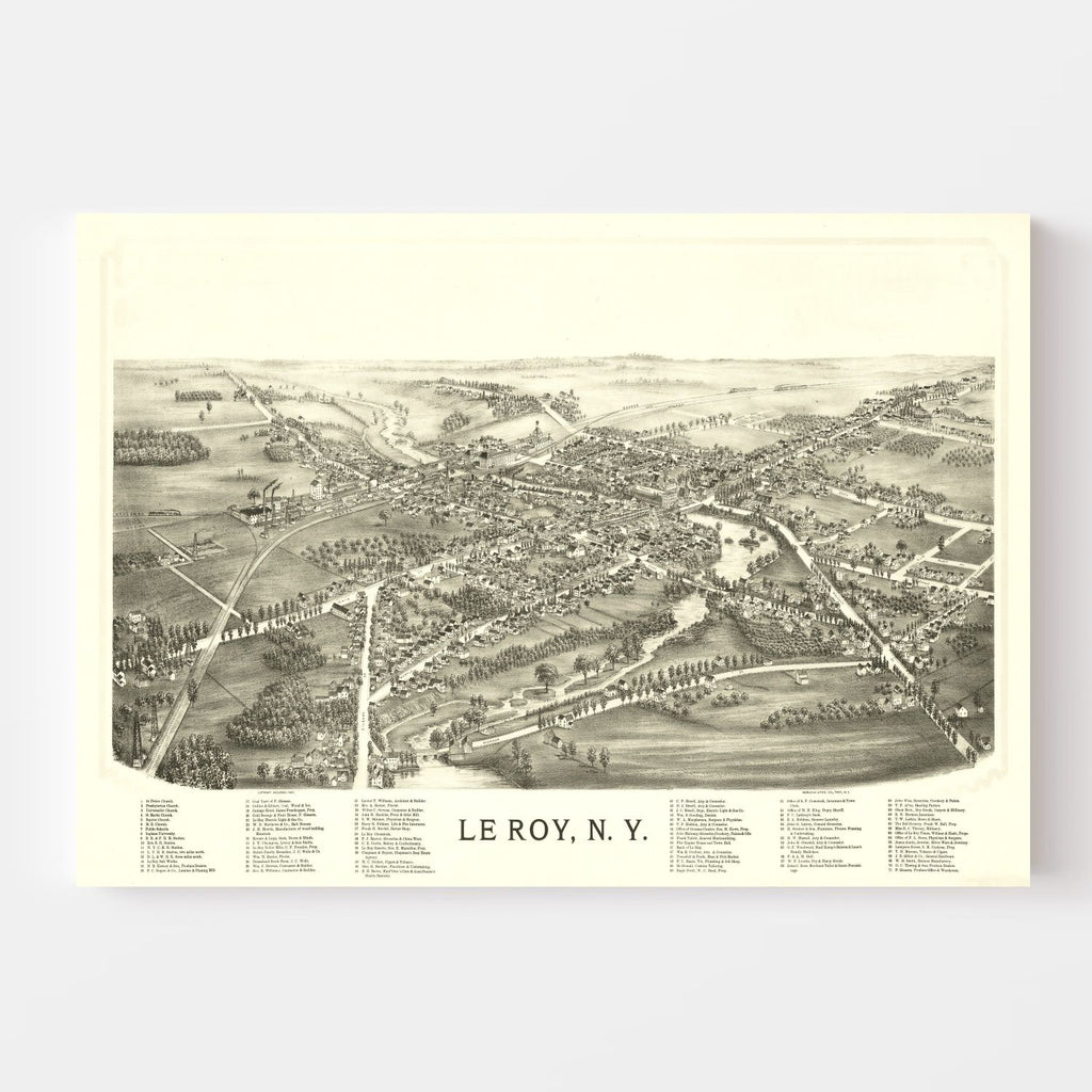 Vintage Map of Le Roy, New York 1892