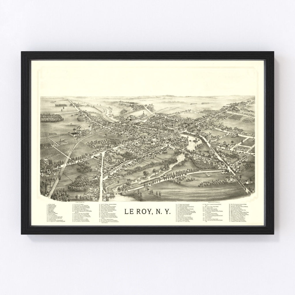 Vintage Map of Le Roy, New York 1892