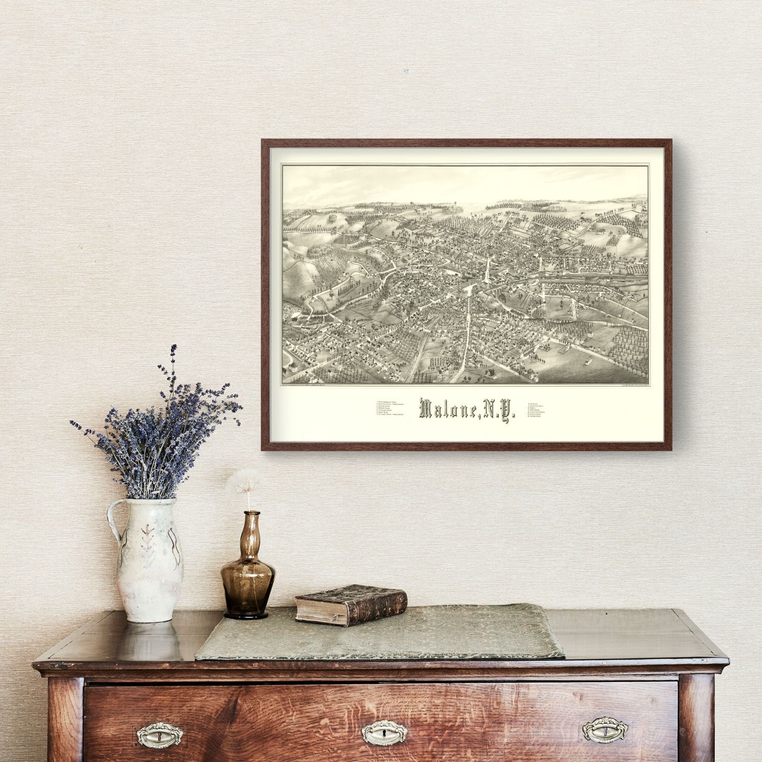 Vintage Map of Malone, New York 1886