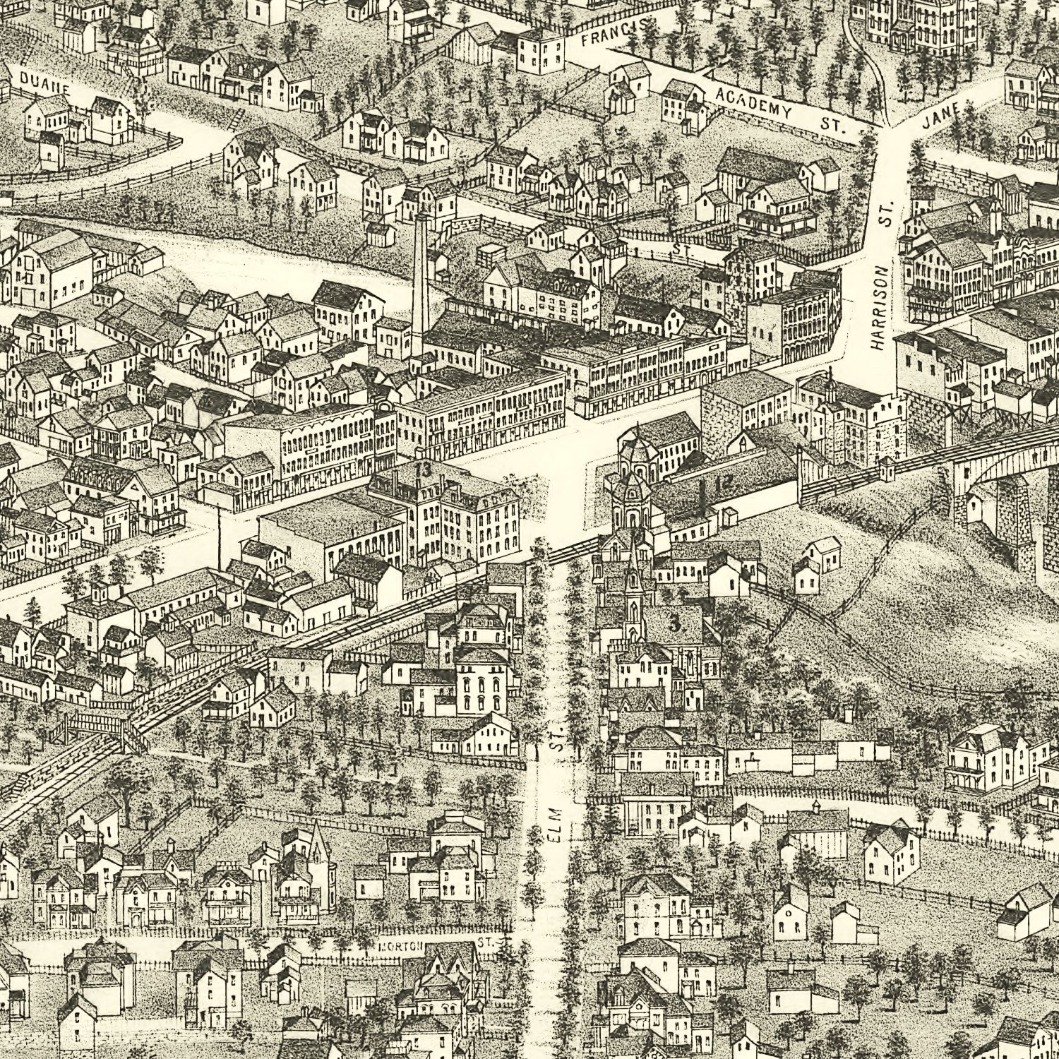 Vintage Map of Malone, New York 1886