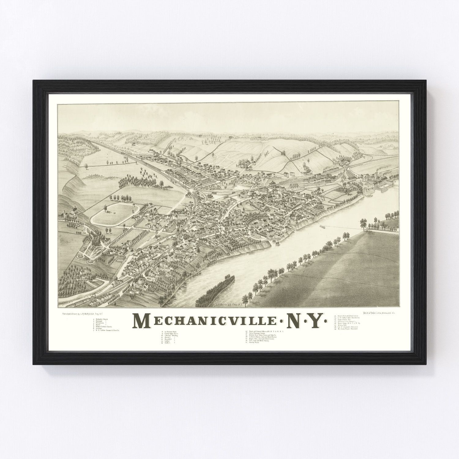 Vintage Map of Mechanicville, New York 1880