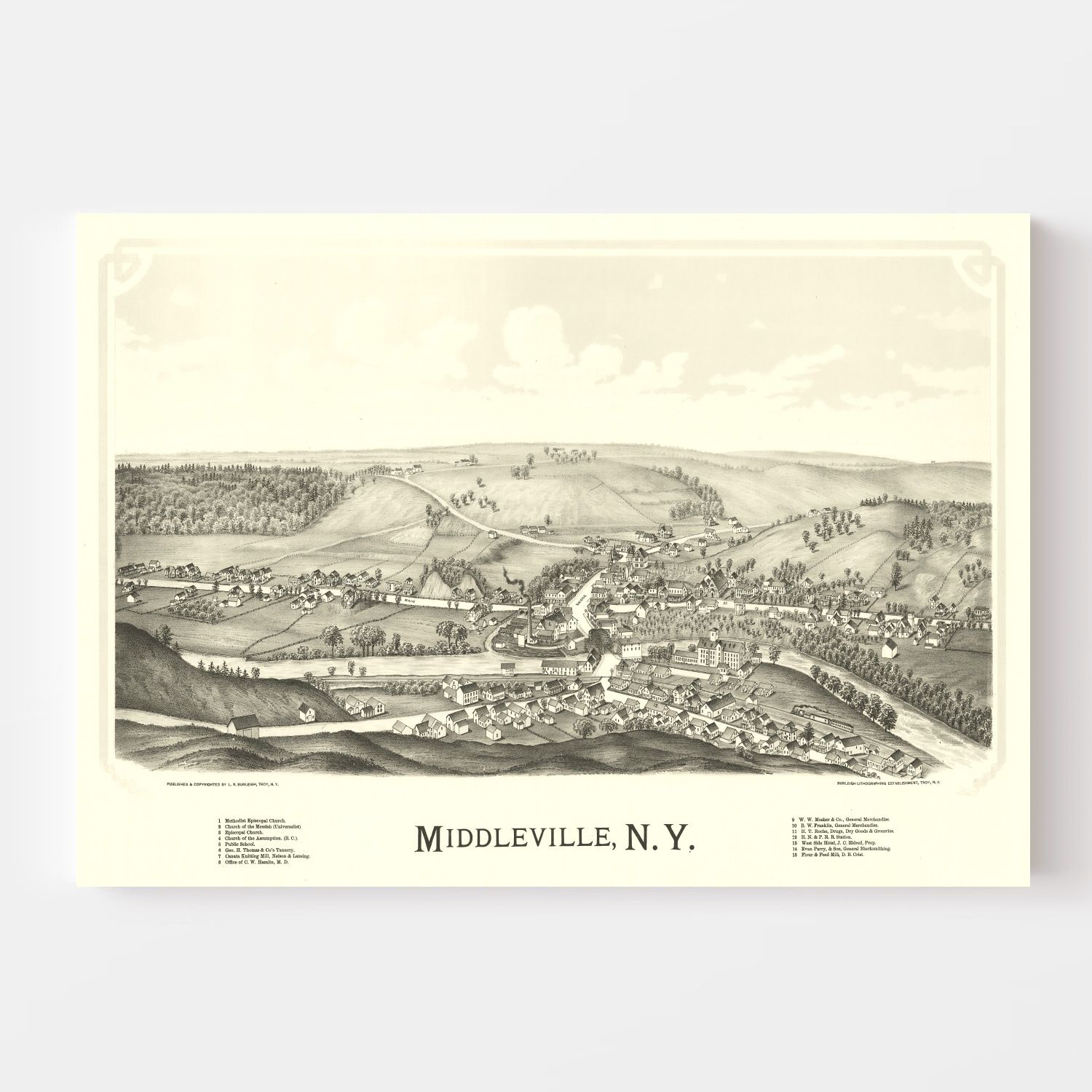 Vintage Map of Middleville, New York 1890