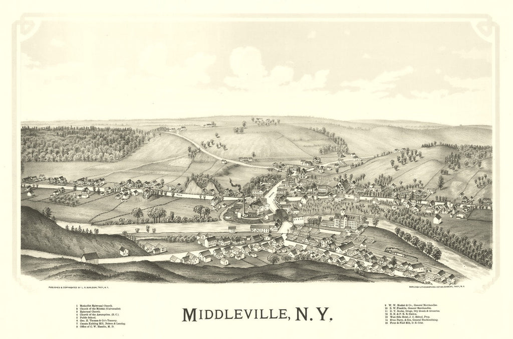 Vintage Map of Middleville, New York 1890