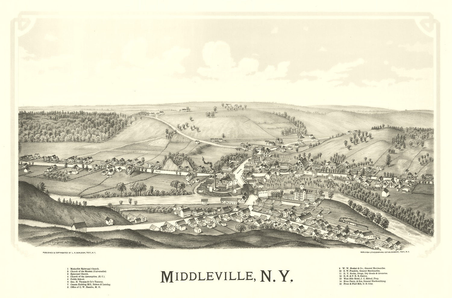Vintage Map of Middleville, New York 1890