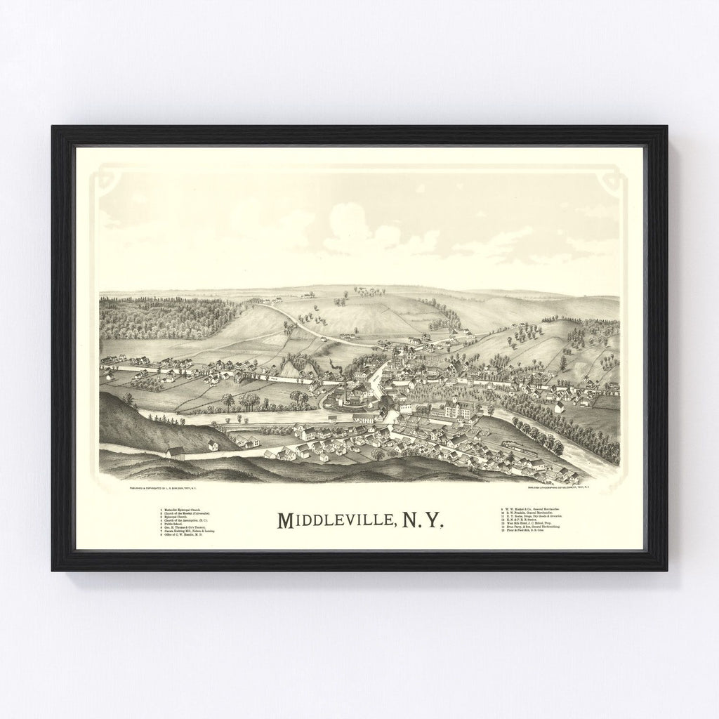 Vintage Map of Middleville, New York 1890
