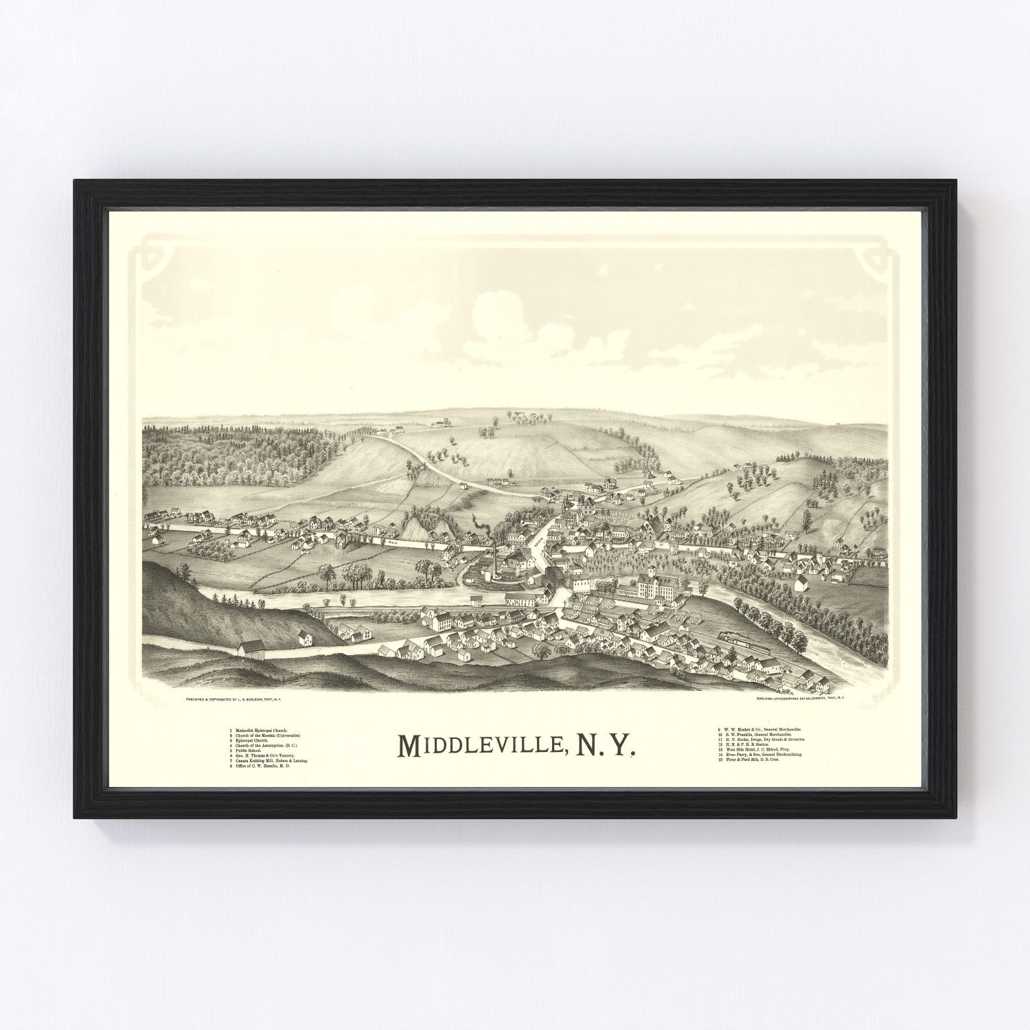 Vintage Map of Middleville, New York 1890