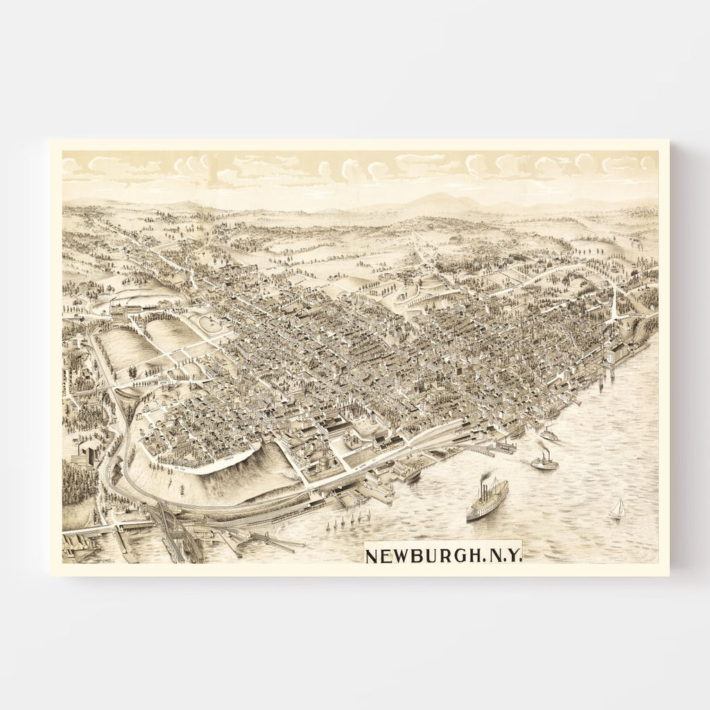 Vintage Map of Newburgh, New York 1900