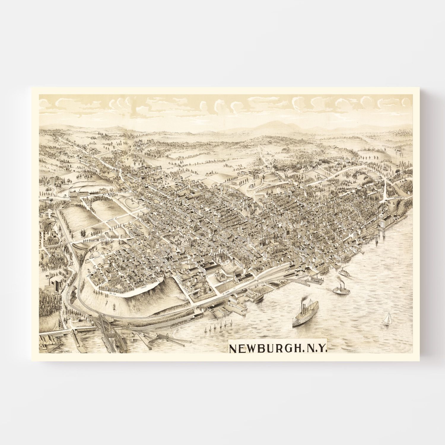 Vintage Map of Newburgh, New York 1900
