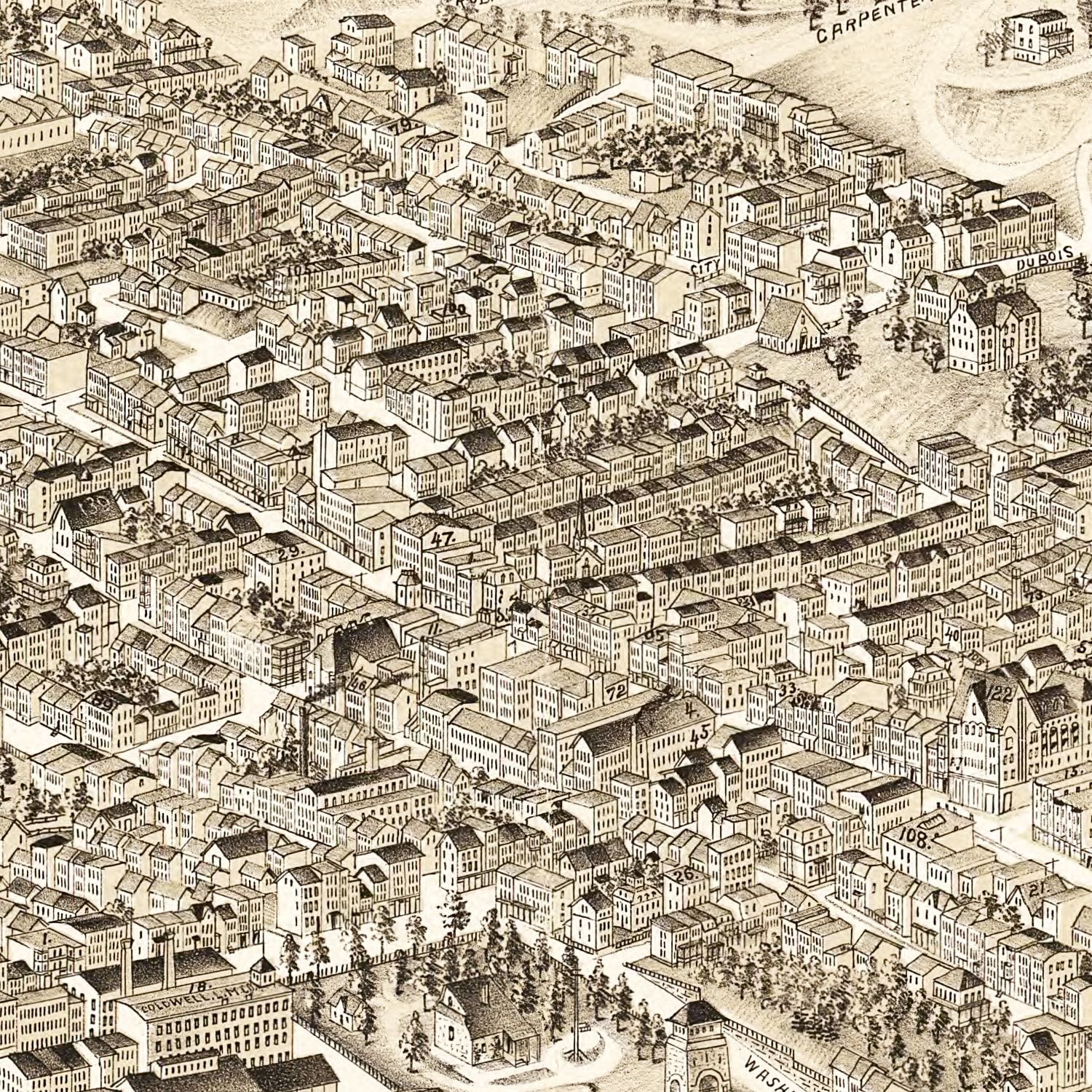 Vintage Map of Newburgh, New York 1900