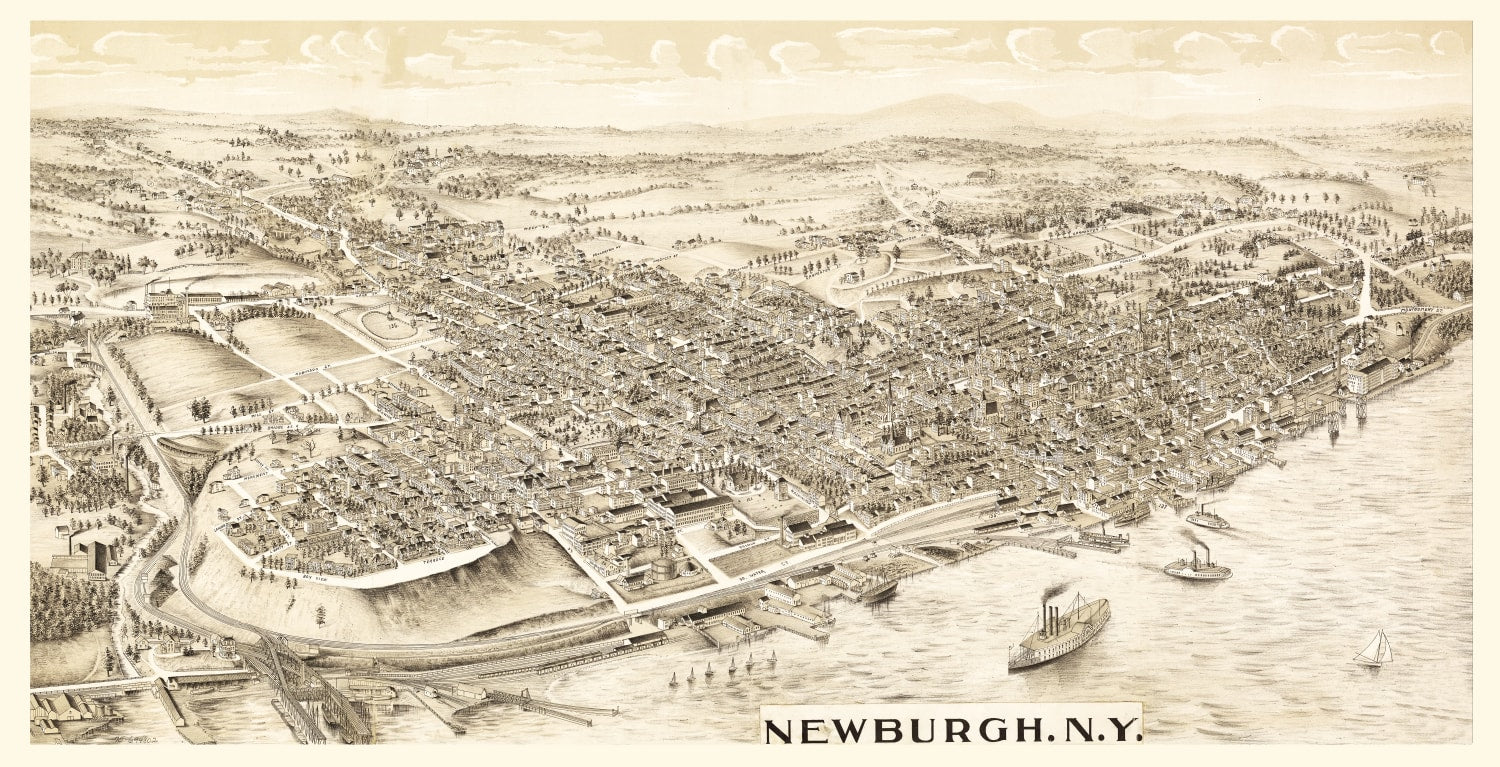 Vintage Map of Newburgh, New York 1900