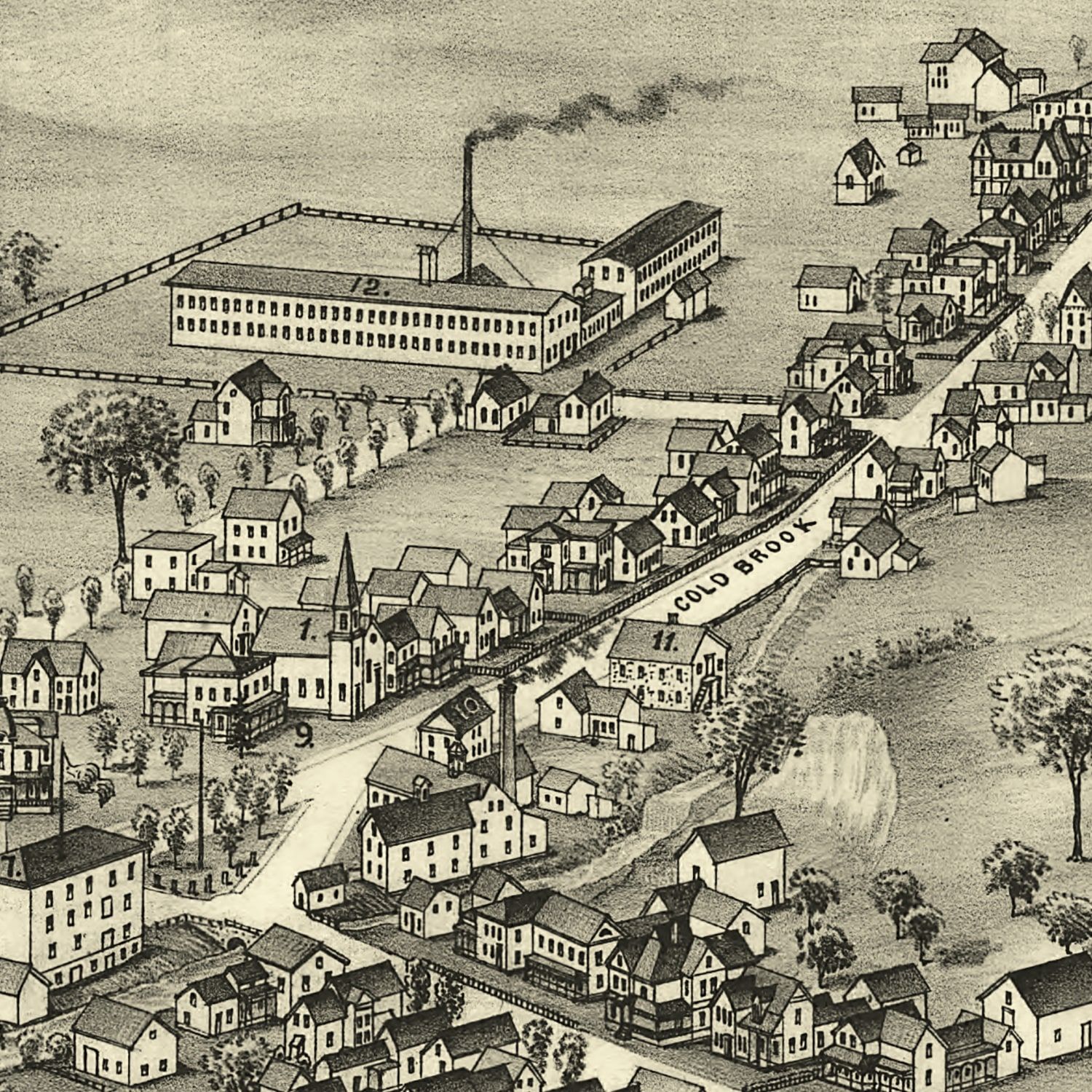 Vintage Map of Poland, New York 1890