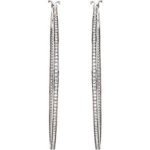 Sterling Silver Imitation White Cubic Zirconia Inside-Outside 74.4 mm Hoop Earrings – image 2